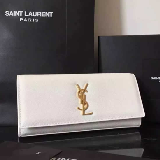 Replica Saint Laurent White Classic Monogramme Clutch Handbags